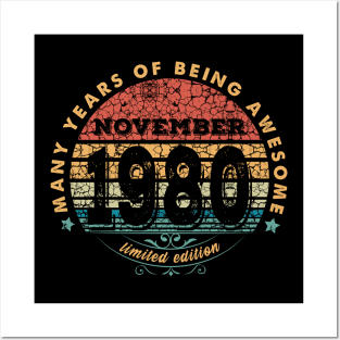 Born In November 1980 Vintage Shirt ,39th Years Old Shirts,Born In 1980,39 th Anniversary 1980 Gift Posters and Art